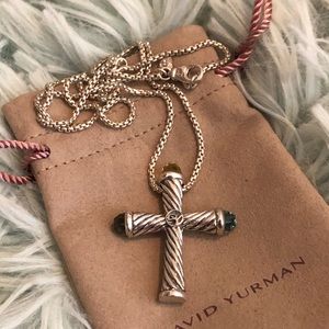 David Yurman multi stone cross necklace